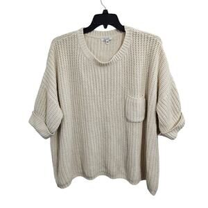 Jodifl Oversized Cream Short Sleeve Women's Sweater. Size Large